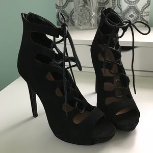 Black Caged Heels